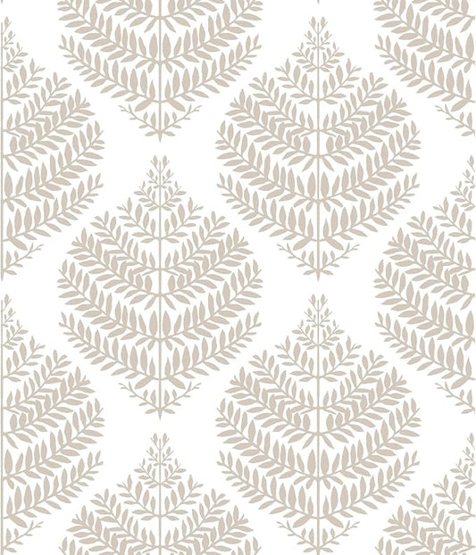RoomMates RMK11512WP Hygge Fern Damask Taupe Peel and Stick Wallpaper, Roll