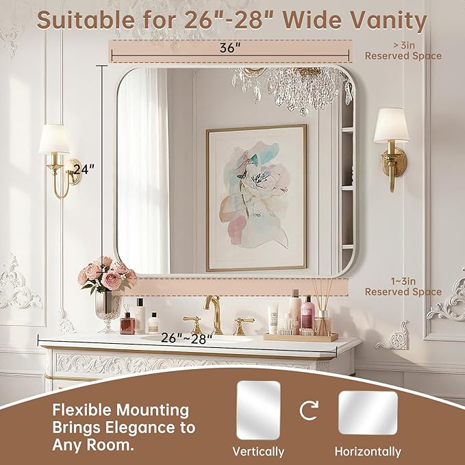 Brushed Nickel Mirror, 24