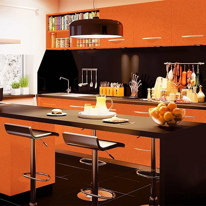 Abyssaly Orange Peel and Stick Wallpaper Removable Self Adhesive Wallpaper Embossed Silk Textured Contact Paper Home Decorativon for Cabinet Countertop Wall Shelf Liner Paper 15.7