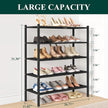 Smiry Bamboo Shoe Rack, 5 Tier Shoe Organizer for Entryway & Closet, Stackable Free Standing Storage Shelf for Shoes, Bags & Plants, Black
