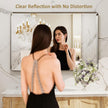 LOAAO 48X32 Inch Brushed Nickel Bathroom Mirror, Rounded Rectangle Silver Metal Frame Mirror, Brushed Nickel, Anti-Rust, Shatter Proof, Hangs Horizontally or Vertically