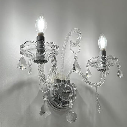 Vintage Crystal Wall Sconce Lighting Crystal Wall Light Elegant 2 Lights European Style Decorative Luxury Sconces Wall Lamp for Bathroom Bedroom Bedside Entryway Sconce Light