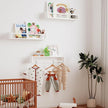 Fixwal Wood Nursery Book Shelves, 16.5 Inch Floating Bookshelves for Wall Set of 3, Baby Kids Decor, Solid Wood Wall Mounted Shelves for Books, Toys and Decor Storage (White)