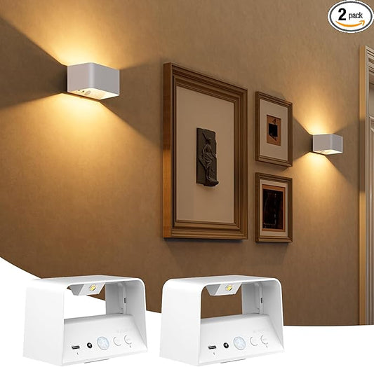 NIORSUN Motion Sensor Wall Light, 5000mAh Battery Operated Wall Sconce with Remote, 3CCT Dimmable Rechargeable Wall Lights,Wireless Sconces for Living Room Bedroom Hallway