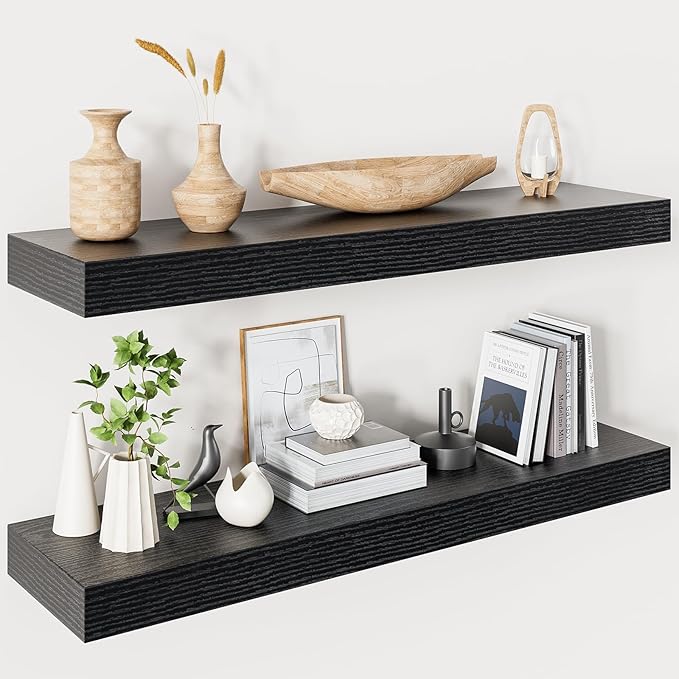 Heimlove 32 Inch Floating Shelves for Wall,Black 9.3