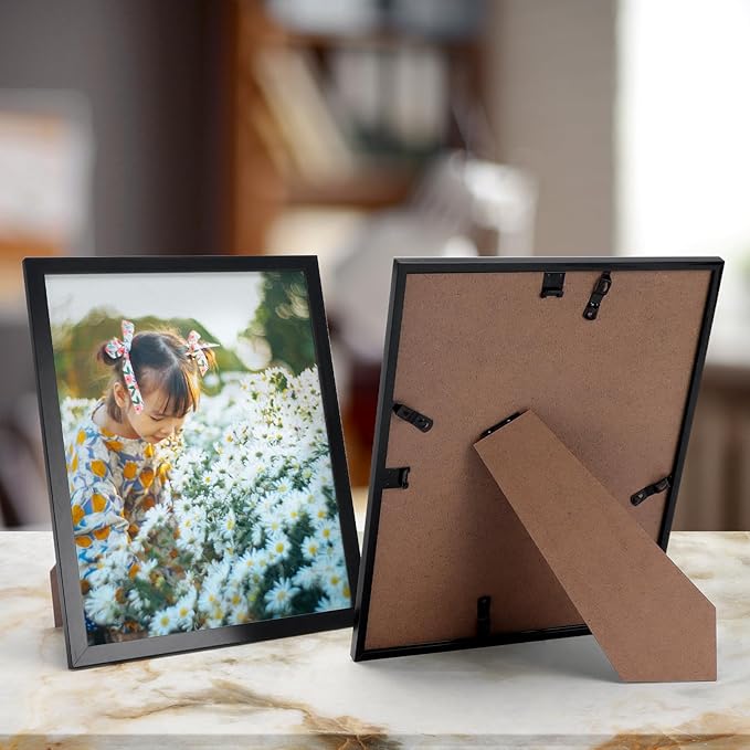 Hoikwo 18 Packs 8x10 Black Multi Plastic Picture Frames Set with Plastic Cover for Family Photos, Artwork, Light Weight Bulk 8 by 10 Frames Pack for Wall Hanging and Table, Stylish Picture Frames