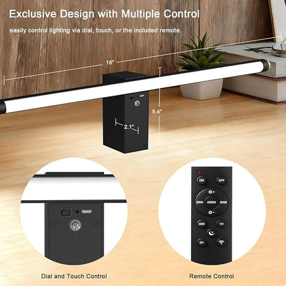 Picture Lights for Wall Battery Operated, Rechargeable Wireless Lights for Pictures on Wall with 3 Color Dimmable Remote for Painting Gallery Dartboard Poster Bedroom Frame Art Decor - Black 16 inch