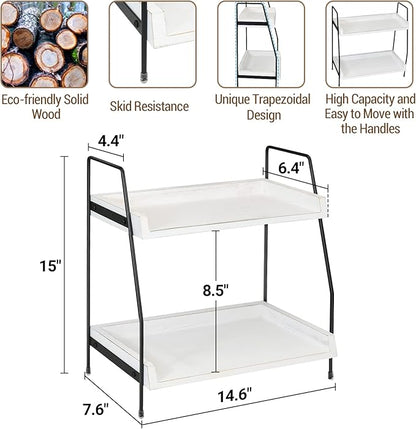 Coffee Bar Accessories and Organizer Countertop, Coffee Station Organizer Kitchen Counter Shelf Organizer,Coffee Condiment Storage,Cup Lid Holder Countertop Shelf for Bathroom (White)