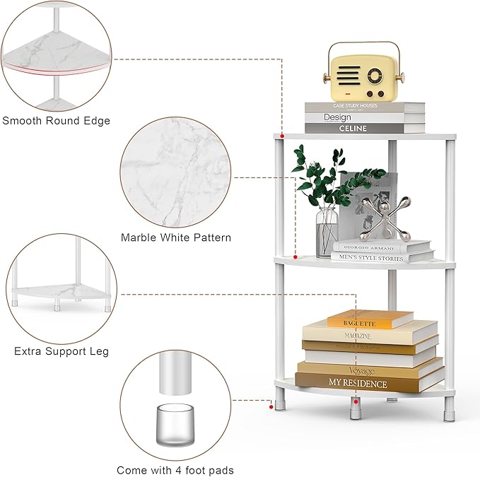 3 Tier Corner Shelf Stand, 23.2