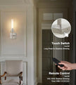Brushed Nickel Battery Operated Wall Sconces with Remote Control, Wireless Wall Sconce Set of 2, Rechargeable Cordless Wall Lights for Living Room Bathroom Hallway Entryway Stairwell, 3000K