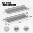 Floating Shelves for Wall, Wall Shelves Set of 2, Bedroom Shelves with Lip, Display Picture Ledge Shelf for Wall Decor Bedroom Living Room Bathroom Kitchen - Grey