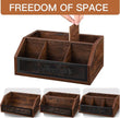 Coffee Station Organizer for Counter, Wood Pods Holder Basket with Removable Dividers, Office Coffee Bar Accessories Decor for Syrup, Cups, Stirrer, Tea