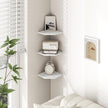Fun Memories Corner Shelf Wall Mount, Floating Corner Shelves, Set of 3 Corner Wall Shelf Organizer, Rustic Wood Wall Storage Display Shelves for Living Room Bedroom Bathroom Kitchen, Rustic White