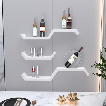 White Floating Shelves for Wall Shelf for Bedroom,Repisas Flotantes De Pared, Waterproof Solid Wood Floating Shelves Bathroom，Stain-resistant surface,for Bathroom,Bedroom,Living Room, Kitchen