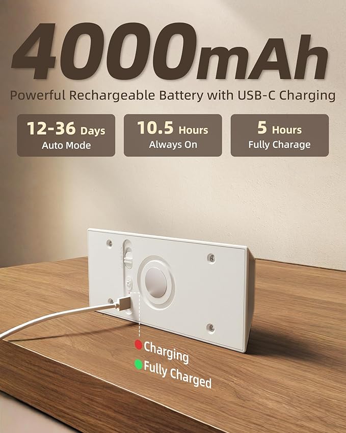 EZVALO Motion Sensor Wall Lights, 4000mAh Rechargeable Battery Operated Wall Sconces Set of 2, 3 Color Temps, Dimmable, Wireless Magnetic Night Light with Remote, Timer, for Stair, Hallway, Bathroom