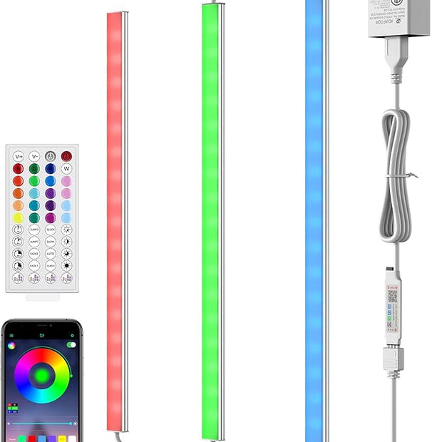 ASOKO 200 Lumens RGB Under Cabinet Light Plug in, 3 Pack 12 inch Linkable Counter Lights, Music Sync RGB LED Strip Lights with APP & Remote Control, Ambient Lights for Room Decor