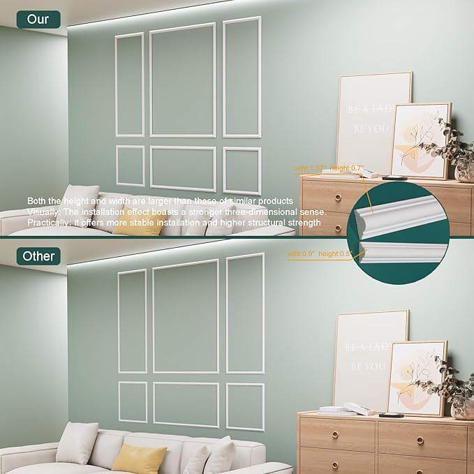 Peel and Stick Wall Molding Kit, 3D Pre-Cut Wall Panels for Interior Wall Decor, Peel and Stick Wood Panels, (50