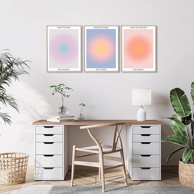 NCYEL 3 Colorful Abstract Posters Room Aesthetic Reiki Gradient Spiritual Affirmation Canvas Wall Art Positive Energy Inspirational Wall Art Bathroom Living Room Apartment Office Girls Room 16x24inx3 Unframed