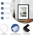 PEALSN 16x20 Picture Frame Set of 6, Display Pictures 11 x 14 with Mat or 16 x 20 without Mat for Wall Mounting Display, Poster Frames Collage for Wall Decor, Black.