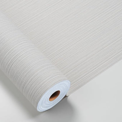 Grasscloth Textured Wallpaper Peel and Stick 24inX393in Fabric Wall Paper Upgraded Thick Self-Adhesive Vinyl Contact Paper for Home Use(Beige Grey)