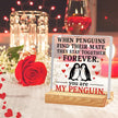 Valentines Desk Decor, Happy Valentine's Day Home Office Table Sign for Porch Tiered Tray Shelf Party, Rustic Romantic Acrylic Gifts Decorations for Him Her Wife,You Are My Penguin