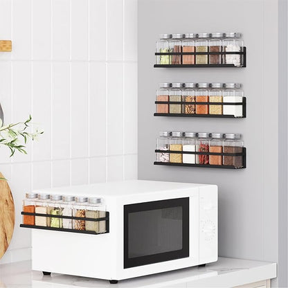 Magnetic Spice Rack with Jars Magnetic Spice Rack for Refrigerator 24 Spice Jars with Label Magnetic Shelves for Fridge 4 Pack Black
