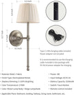 KDG Cordless Wall Sconces Set of 2, Small Wireless 5200mAh Rechargeable Battery Fabric LED Wall Lamps, Portables Lightings for Wall Painting, Living Room, Bedroom, Hallway, Gifts, Night Light (Nickel)