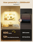 Picture Light for Wall Rechargeable Art Light with Remote, 3 Colors & 5 Brightness Levels, 12000mAh Battery Operated Lights for Pictures, Gallery, Bedroom, Hallway, Frame, Living Room (Black,1 Pack)