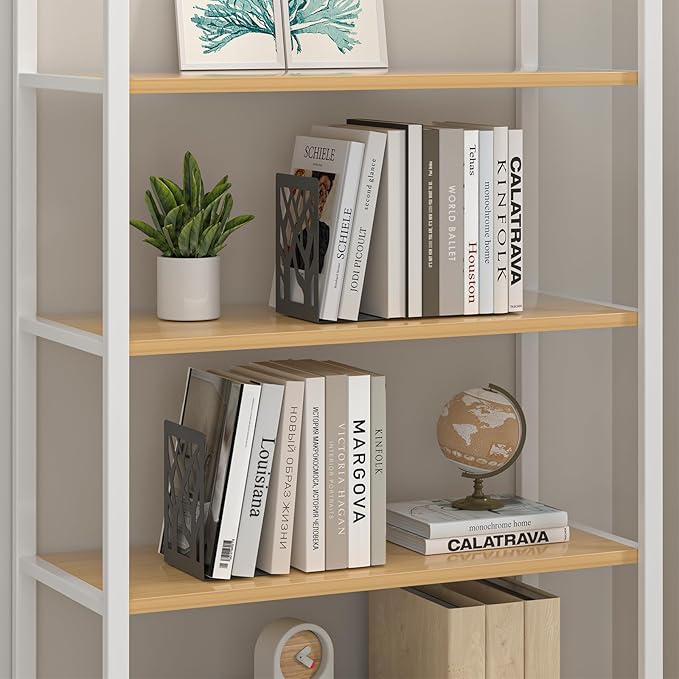 Bookends 8 Pieces, Tree Design Modern Metal Bookends for Shelves, Black Tree Book Ends Decorative Book Organizer for Desk, Decorative Shelve Book Stopper for Home Office