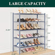 Smiry Bamboo Shoe Rack, 5 Tier Shoe Organizer for Entryway & Closet, Stackable Free Standing Storage Shelf for Shoes, Bags & Plants, Grey