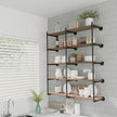 Industrial Pipe Shelf Brackets Wall Mount, Open Black Pipe Shelving for Kitchen,Floating Shelf Brackets Mount,Open Bookshelf Brackets for Shelves,Wall Shelves 12 Inch Deep,(2PcsX3Tier,61