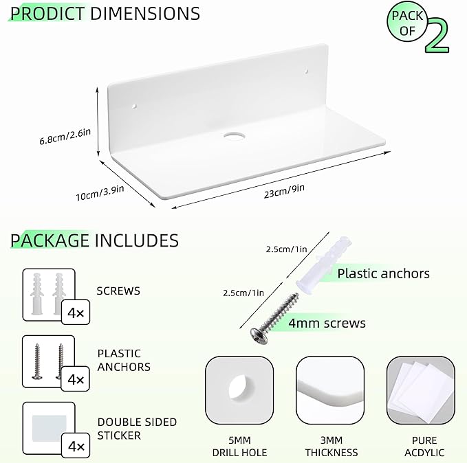 Acrylic Wall Shelves for Storage,Floating Shelf,Acrylic Display Shelves,Ledges for Pop Figures,Plant,Picture Photo for Bedroom Decor Living Room