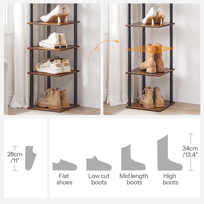 HOOBRO Vertical Shoe Rack, 10-Tier Narrow Shoe Shelf, Shoe Storage Organizer for Small Space, 11