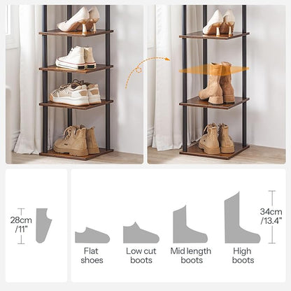 HOOBRO Vertical Shoe Rack, 6-Tier Narrow Shoe Shelf, Shoe Storage Organizer for Small Space, 11" L x 11" W x 39.5" H, Closet, Entryway, Hallway, Bedroom, Rustic Brown and Black BF21XJ01