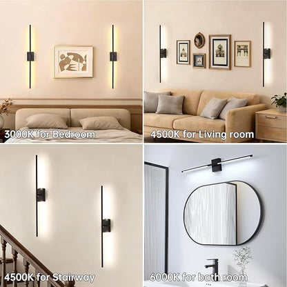 Battery Operated Wall Sconce Set of 2, 10000mAh Rechargeable Wall Sconces with Detachable Battery, Indoor 350°Rotate Wall Lights for Bedroom Living Room, Black, 31.5 Inch