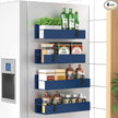 4 Pack Magnetic Spice Storage Rack Organizer for Refrigerator and Oven, Royal Blue Fridge Organizers and Storage
