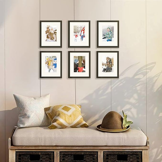 upsimples 8x10 Picture Frame Set of 5, Display Pictures 5x7 with Mat or 8 x 10 Without, Wall Gallery Photo Frames, Black