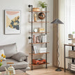 YMYNY Industrial Pipe Ladder Shelf, 6-Tier Wall Mounted Bookcase with Metal Frame, 78.7