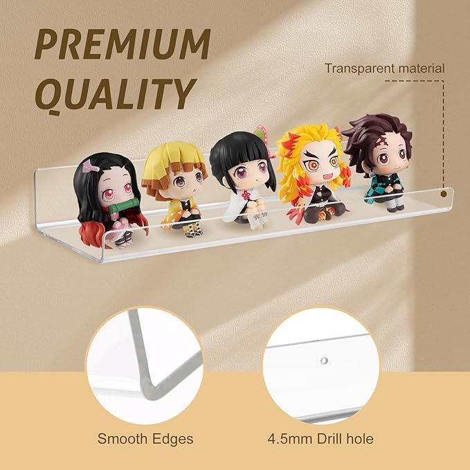 Acrylic Floating Shelves for Wall 6 Pack, 15