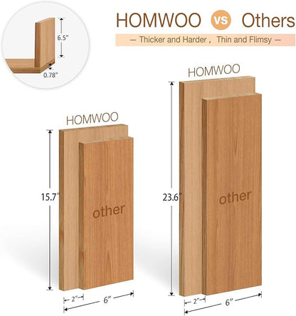 HOMWOO Floating Shelf, FAS Grade Oak Solid Wood Floating Bookshelf U Shape Floating Wall Shelves for Bedroom,Living Room,Bathroom,Office,Kitchen 1 Pcs-(Natural,16inches)