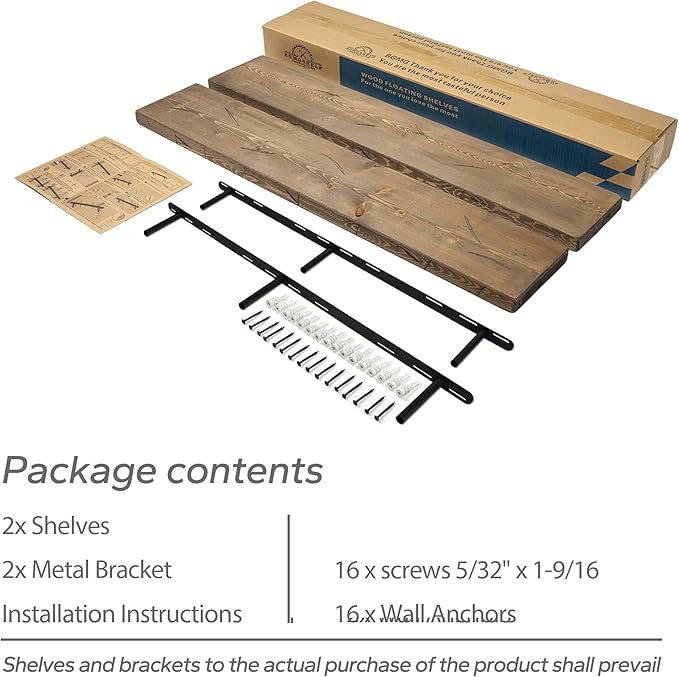 BGMG Floating Shelves 48 inch Long, Distressed Rustic Wooden Wall Shelves for Bathroom Living Room Bedroom Kitchen Farmhouse Set of 2-48x6.7x1.25 inch-Distressed Walnut