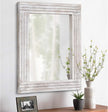 Wall Mirror Rustic Wooden Frame Rectangle Mirror Vintage Hanging Mirror for Bedroom Bathroom Living Room Farmhouse Wall Decor Large 26