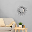 Sunburst Wall mirror Black Small Spoked Wall Decor Mirror Bohemian Home Round Modern Metal Wall Art Mirror for Living room Hallway Bedroom Bathroom Balcony Farmhouse Entrance 12