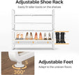 SNTD Shoe Rack - Expandable Shoe Organizer for Closet, Adjustable Metal Shoe Shelf Storage, Stackable Long Shoe Stand Holder for Garage, Entryway, Door Entrance (White, 4-Tier)