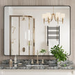 Black Bathroom Mirror 48X32 Inch, Black Metal Framed Mirror for Wall, Rounded Rectangle Matte Bathroom Vanity Mirror with Tempered Glass, Anti-Rust, Horizontal/Vertical
