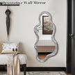 Irregular Wall Mirror Cloud Wavy Wood Frame Mirrors Asymmetrical Modern Mirror for Wall for Vanity Bathroom Living Room Bedroom Entryway Hallway Modern Unique Decorative Artistic Mirror Large
