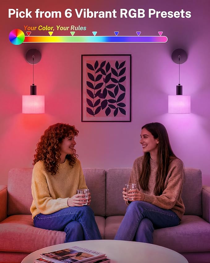Battery Operated Wall Sconce Set of 2, Wireless Rechargeable Wall Lights with Remote Control, 9 Colors Dimmable LED Lamps, Modern Cordless Sconces for Bedroom Living Room Hallway(Black)