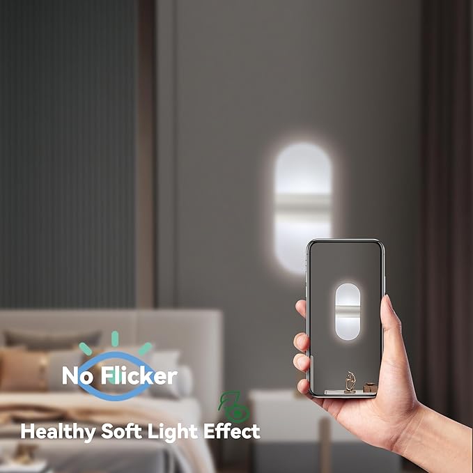 Modern Wall Sconces,2 PCS Acrylic LED Wall Lamp for Living Room Bedroom Hallway,Rechargeable USB Battery Operated,Adjustable Light,Bedside Lights,Touch Control Switch White Light(Arc-Shaped)