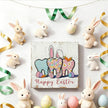 Easter Table Decorations Happy Easter Bunny Wooden Box Sign, Rustic Farmhouse Spring Centerpiece for Tables, Easter Desk Shelf Plaque Home Decor 5x5 Inch