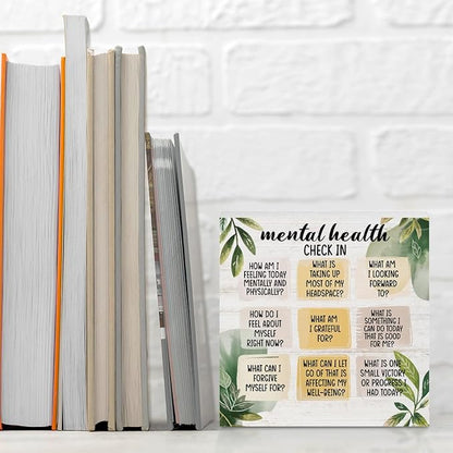 Mental Health Office Decor Wood Box Sign, Positive Self Affirmations Wooden Box Sign Office Desk Decorative Signs, Inspirational Counselor Office Desk Signs Decor, Cheer Up Gifts for Coworkers Friends